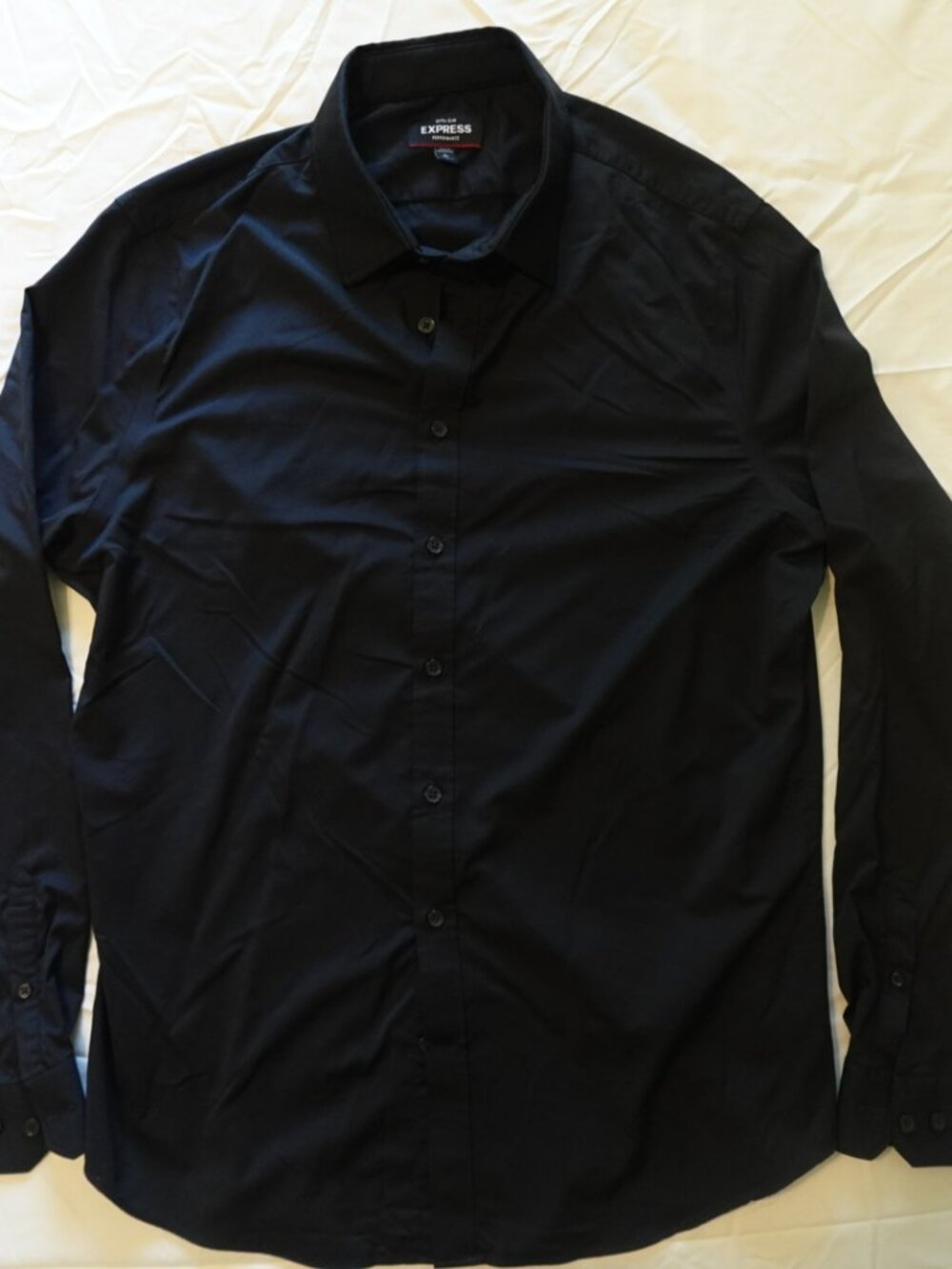 Mens Black Express Mositure Wicking Button Down shirt